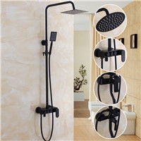 European-style black shower faucet supercharged bathroom copper American-style hotel wall-mounted shower set