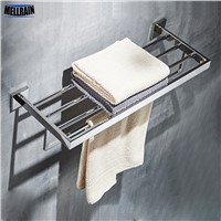 Bathroom Square Bath Towel Rack Stainless Steel Mirror Polishing Chrome Quality Wall Mounted Towel Holder Toilet Hardware Bar
