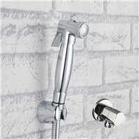 Portable Brass Toilet Hand Held Bidet Spray Diaper Shower Sprayer Set Shattaf Jet Douche kit &amp;Angle Vlave &amp; Hose &amp; Holder-5214