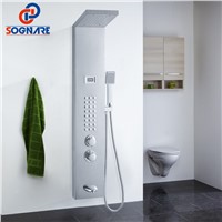 SOGNARE Rain Waterfall Shower Panel Wall Mounted Thermostatic Shower Faucet with Hand Shower Tub Spout Tower Shower Column