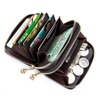 2017 new style Casual fashion Simple genuine leather RFID double zip Multi  Card slot women card bag coin purse Credit card bag