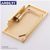 AODEYI  24K Gold ORB Chrome &amp;amp;amp; Crystal Wall Mounted Toilet Paper Holder Bathroom Fixture Roll Paper Holders With Phone Shelf