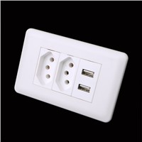 1Pc 15A WallDouble Standard Power Socket Adapter Dual Ports USB Charger Panel 5V 2.1A