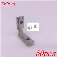 50pcs 20 series T Slot L Shape Interior Corner Connector Joint for 2020  Aluminum Profile Accessories Bracket with m5 screw