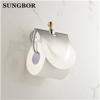 Toilet Paper Holder Solid Brass Golden Chrome Finish Diamond Decoration Roll Holder Tissue Holder Bathroom Accessories TL-5208K