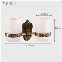 MEIFUJU Aluminum Antique Tumbler Toothpaste Toothbrush Holder with Double Single Cup Tumbler Holders Black European Style Wall