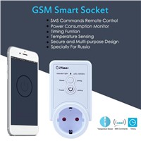 QIACHIP GSM Power Outlet EU Plug Socket Temperature Sensor Intelligent Temperature Control Russian SMS Command Control Switch