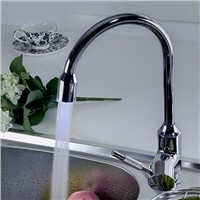 Contemporary Single Handle LED Kitchen Faucet for Vanity Sink, Chrome