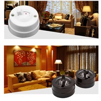 4pcs White Retro 2Switchs and 2Sockets Wall Switch Electrical Socket Mounted Single Two-hole Outlet Power Strip Circle White