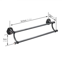 FLG Oil Rubbed Bronze Towel Rack,Bathroom towel Bars,55CM Black Orb Bath Towel Holder Double Towel Rails Bars Wall Mounted