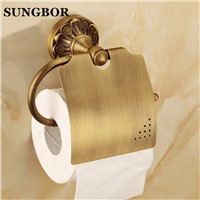 Europe style antique brass paper towel rack bathroom paper holder Base carved toilet paper box toilet accessories ZL-8708F