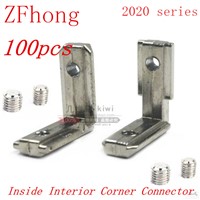 100pcs T Slot L-Shape 2020 Aluminum Profile Interior Corner Connector Joint Bracket for 2020 Alu-profile