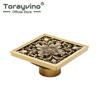 Torayvino Luxury Design Good Quality Bathroom Antique Brass Floor Drain Shower Drainer Kitchen Waste Drain Bathroom Accessaries