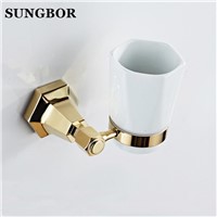 Bathroom Cup Tumbler Holders Brass wall Cup Bathroom Accessories Gold Double Cup Tumbler Holders Toothbrush Cup Holders M-62202K