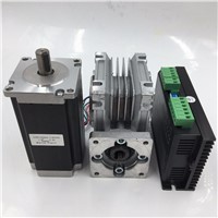 Ratio 15:1 Worm Geared Reducer NEMA23 Worm Gear Stepper Motor 1.8Nm L76mm 3A 4 Leads with Stepper Driver for CNC Router