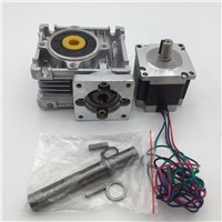 Nema 23 2ph Stepper Motor L76mm 3A 4Lead + 50:1 57mm Worm Gearbox Speed Reducer Kit for CNC Machines