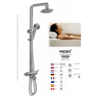 VIBORG Deluxe 304 Stainless Steel Wall-mounted Rain style Rainfall Bath Tub Shower Faucet Mixer Tap Complete Set Kit, KS-L1013