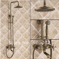 FLG Bathroom Retro Shower Set Faucet shower head brass shower set, Dual Holder Dual Control Wall Mounted Antique Bathroom Shower