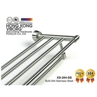 VIBORG Deluxe SUS304 Stainless Steel Wall Mounted Bathroom Towel Rack Shelf with Towel Bar Holder Storage, brushed