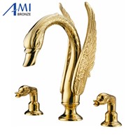 Retro Golden swan style 3pc Faucets Basin Mixer Tap Noble Gorgeous G06