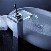 Freeshipping BAKALA Brass Chromed Faucet Glass Waterfall Bath Basin Mixer tap basin faucet  S-206B