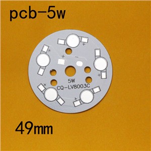 100piece/lot ,5W LED PCB 49mm for 5pcs LEDs, aluminum plate base, Aluminum PCB Printed Circuit Boards