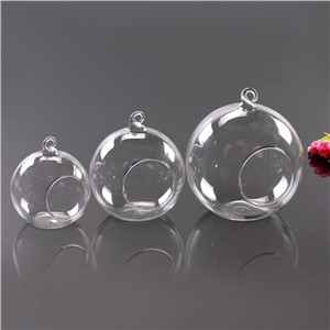 Clear Glass Round Hanging Candle Tea Light Holder Candlestick Wedding - 8CM