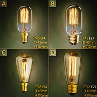 2pcs E27 40W Lampada Edison Lamp Retro E14 Bombilla Edison Bulb Bombillas Vintage Bulb Light Ampoules Decoratives St45 St48