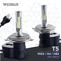 WEISIJI 2PCS/pair T5 Car LED Headlights 9003 H4 HB2 High/Low Beam 60W 8400LM 6000K 12V 24V Led Headlight Bulb/Auto Headlamp Lamp