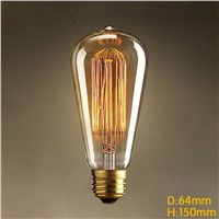 Blueking 40W vintage Edison Light Bulbs Tungsten wire light source 110V 220V E27/E26 Brass Lamp Holder Incandescent Bulbs Lustre