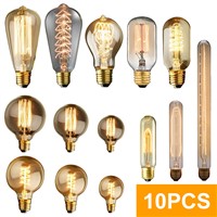 10pcs Edison Bulb Lamp Light Vintage Socket 40W 220V Indoor Lighting Rope Pendant Lamp Retro Edison E27 G80 Incandescent Bulbs