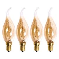 E14 C35 NEW AMBER CANDLE GLOBE FLAME TIP CRYSTAL CHANDELIER LIGHT LAMP BULB VINTAGE