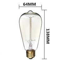 Uncleahtoh ST64 E26 E27 Edison Bulbs of 6 Packs  Wootly Long Life Edison Style Marconi Squirrel Cage Tungsten Filament Bulb