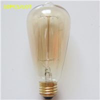 Uncleahtoh 10PCS/LOT ST64 E26 E27 360 Edison vintage Lamp Tungsten Filament Lamp Transparent/Gold Glass Bulb For Home Decoration