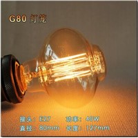 G80 40W 110V Edison Incandescent E27 Light Bulb Nostalgic Tungsten Filament Long Tube Pendant Lamps Tungsten decor