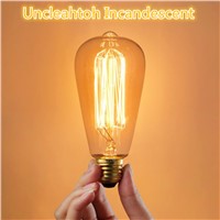 Uncleahtoh ST64 E26 E27 Base Incandescent Lamp Transparent/Gold Glass Bulb