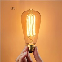 Uncleahtoh ST64 E26 E27 Base 60W Tungsten Filament Lamp Gold Glass Bulb