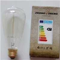 Uncleahtoh Edison Vintage Bulb ST64 40W E26 E27 Base 360 Omnidirectional Tungsten Filament Lamp For Home Decoration Elegant Life