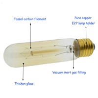 E27 40W T10 Vintage Edison Filament Incandescent Bulb 220V for Indoor Decorative Lighting Bedroom Hotel Restaurant