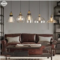 E27 Edison Bulb Vintage Transparent Glass Shade Pendant Lights Industrial Creative Pendant Lamp for Restaurant Bar Living Room