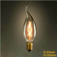 LightInBox incandescent Filament Tungsten Spiral Candle Incandescent Bulbs 110V 220v C35 E14 Base 40w Vintage Edison Bulb