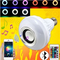 6W E27 Bluetooth Remote Control 24 Keys RGB+Cold White Light Bulb Music Lamp