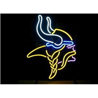 Business Custom NEON SIGN board For Football LED Minnesota Vikings REAL GLASS Tube BEER BAR PUB Club Shop Light Signs 15*14&amp;amp;quot;