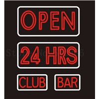 Custom Signage NEON SIGNS For 24 Hours HRS Now Bar&amp;amp;#39;s Open Club BAR PUB Signboard Display Decorate Store Shop Light Sign 24*20&amp;amp;quot;