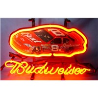 NEON SIGN board For Budweiser Autographed Nascar #8 Racing Car GLASS Tube BEER BAR PUB  store display  Shop Light Signs 17*14&amp;amp;quot;