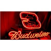 NEON SIGN board For Budweiser Autographed Nascar #3 Racing Car GLASS Tube BEER BAR PUB  store display  Shop Light Signs 17*14&amp;amp;quot;