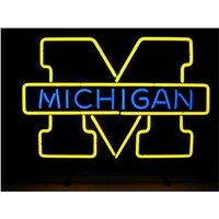 NEON SIGN For  NEW MICHIGAN WOLVERINES  Signboard REAL GLASS BEER BAR PUB  display  outdoor Light Signs 17*14&quot;