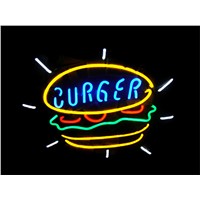 NEON SIGN For BURGER FOOD   Signboard REAL GLASS BEER BAR PUB  display   christmas Light Signs 17*14&amp;amp;quot;