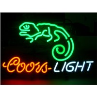 NEON SIGN For  COORS LIGHT CHAMELEON Signboard REAL GLASS BEER BAR PUB  display  Restaurant  Shop outdoor Light Signs 17*14&quot;