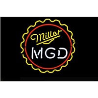NEON SIGN For MGD Miller Lite Genuine Draft Man   Signboard REAL GLASS BEER BAR PUB  display  outdoor Light Signs 17*14&amp;amp;quot;
